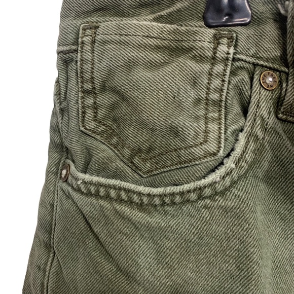 FREE PEOPLE SEQUOIA BERMUDA SHORTS DISTRESSED DENIM BERMUDA SHORTS IN PINE GREEN - Picture 8 of 15